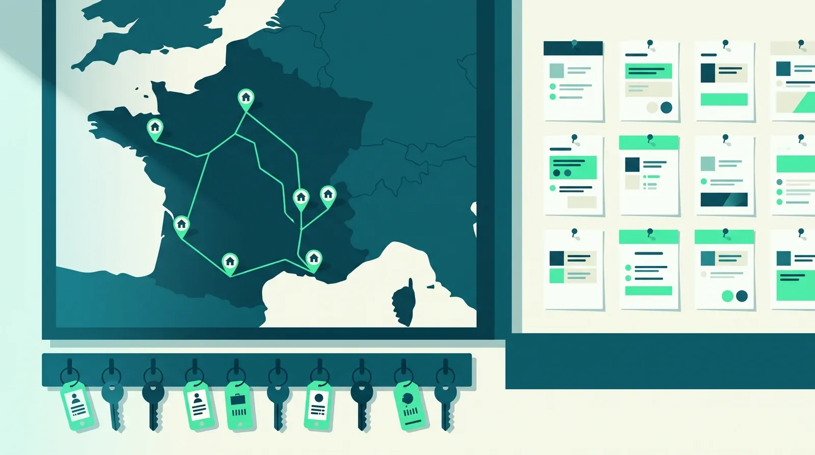 Responsable coordonnateur de services au domicile : tableau d'organisation avec plannings, tournées et trousseaux de clés